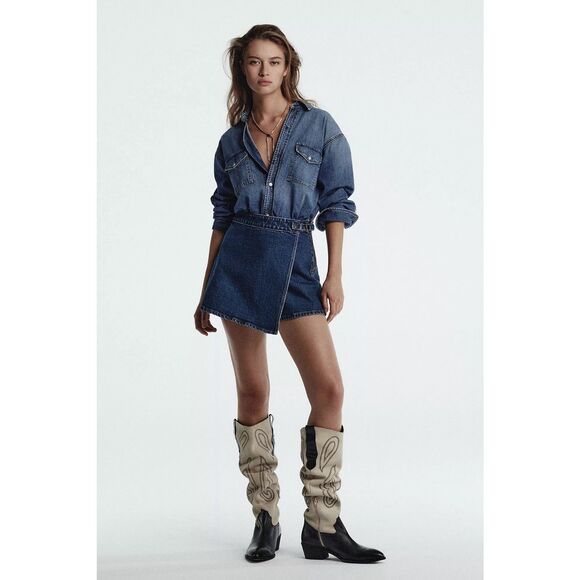 New Anthropologie Citizens of Humanity Sera Denim Bodysuit Sz L - Picture 1 of 9